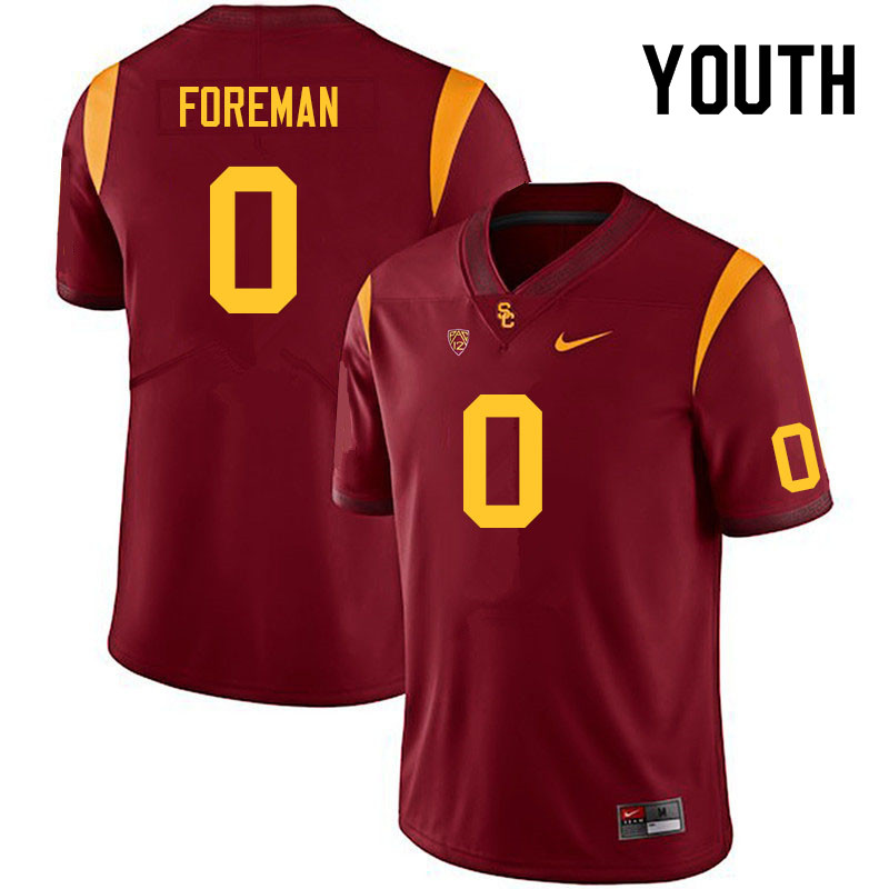 Youth #0 Korey Foreman USC Trojans College Football Jerseys Sale-Cardinal